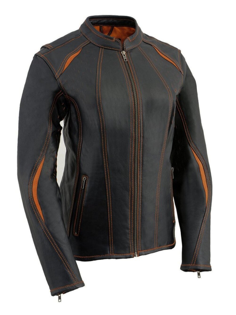 Milwaukee Leather Laser Cut Distressed Scuba Racer Jacket Women's Large